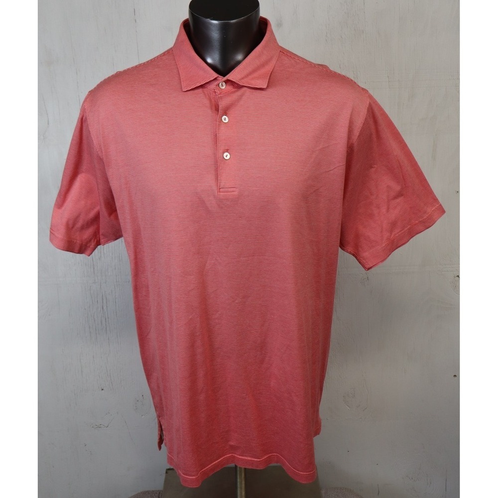 Mens Peter Millar Polo Shirt Size XL Striped Golf Cotton Short Sleeve
